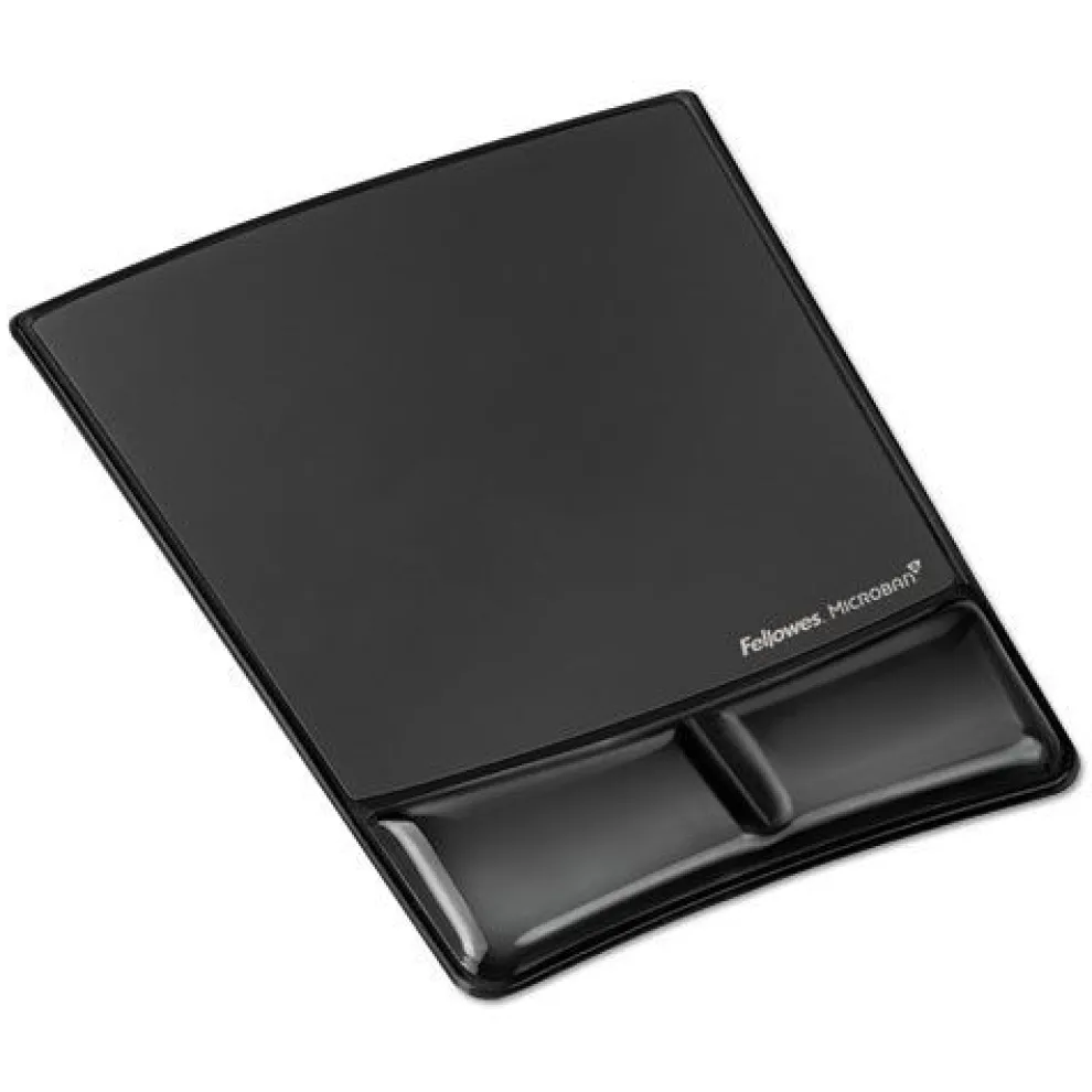 Fellowes Mfg Co. 8.25 in. x 9.87 in. Gel Wrist Support with Attached Mouse Pad - Black