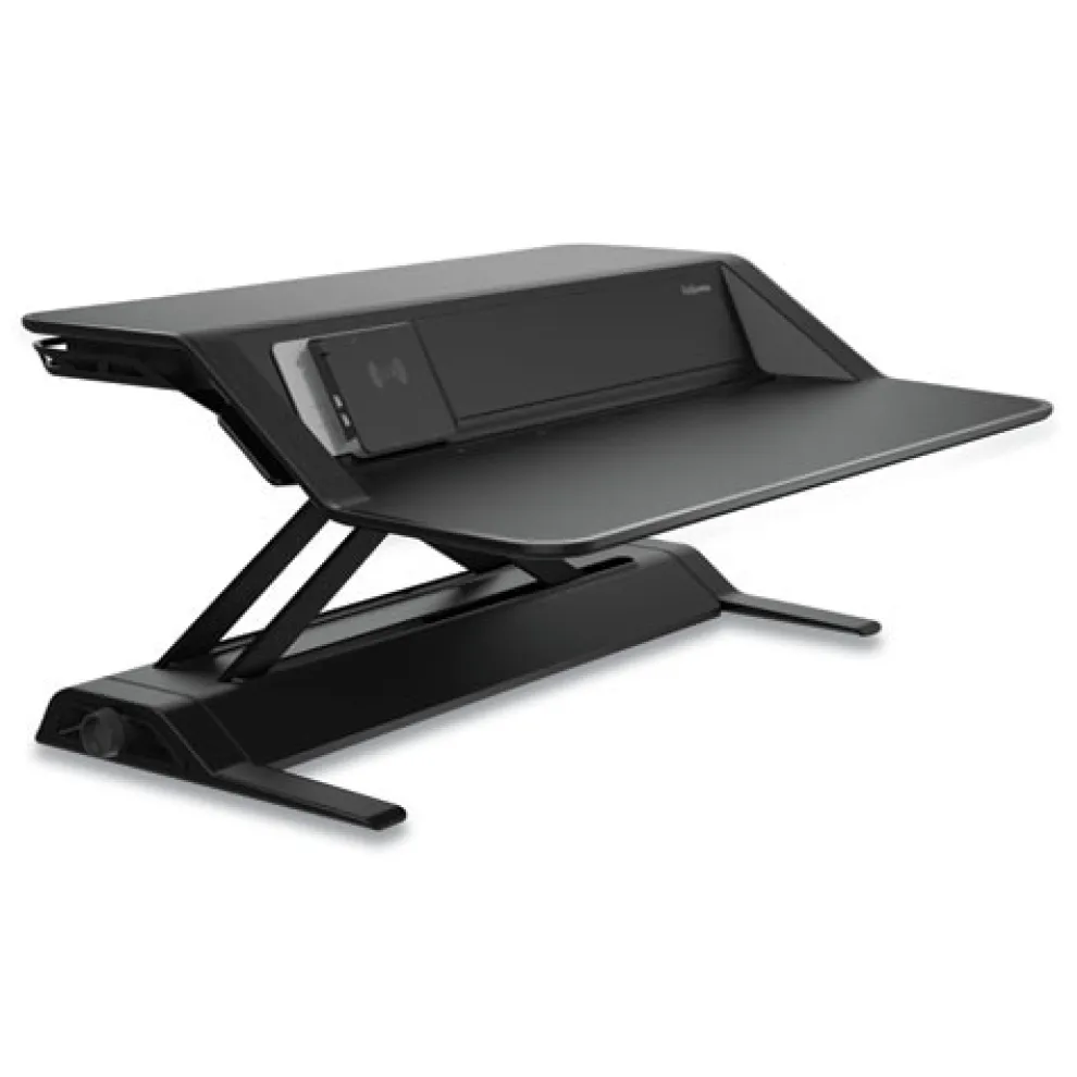 Fellowes Mfg Co. 32.75 in. x 24.25 in. x 5.5 in. to 22.5 in. Lotus DX Sit-Stand Workstation - Black
