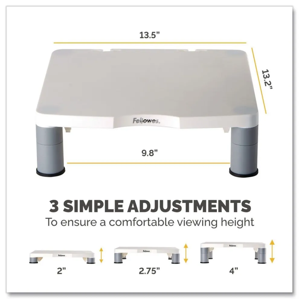 Fellowes Mfg Co. 13.38 in. x 13.63 in. x 2 in. to 4 in. 60 lbs. Standard Monitor Riser for 21 in. Monitors - Platinum/Graphite