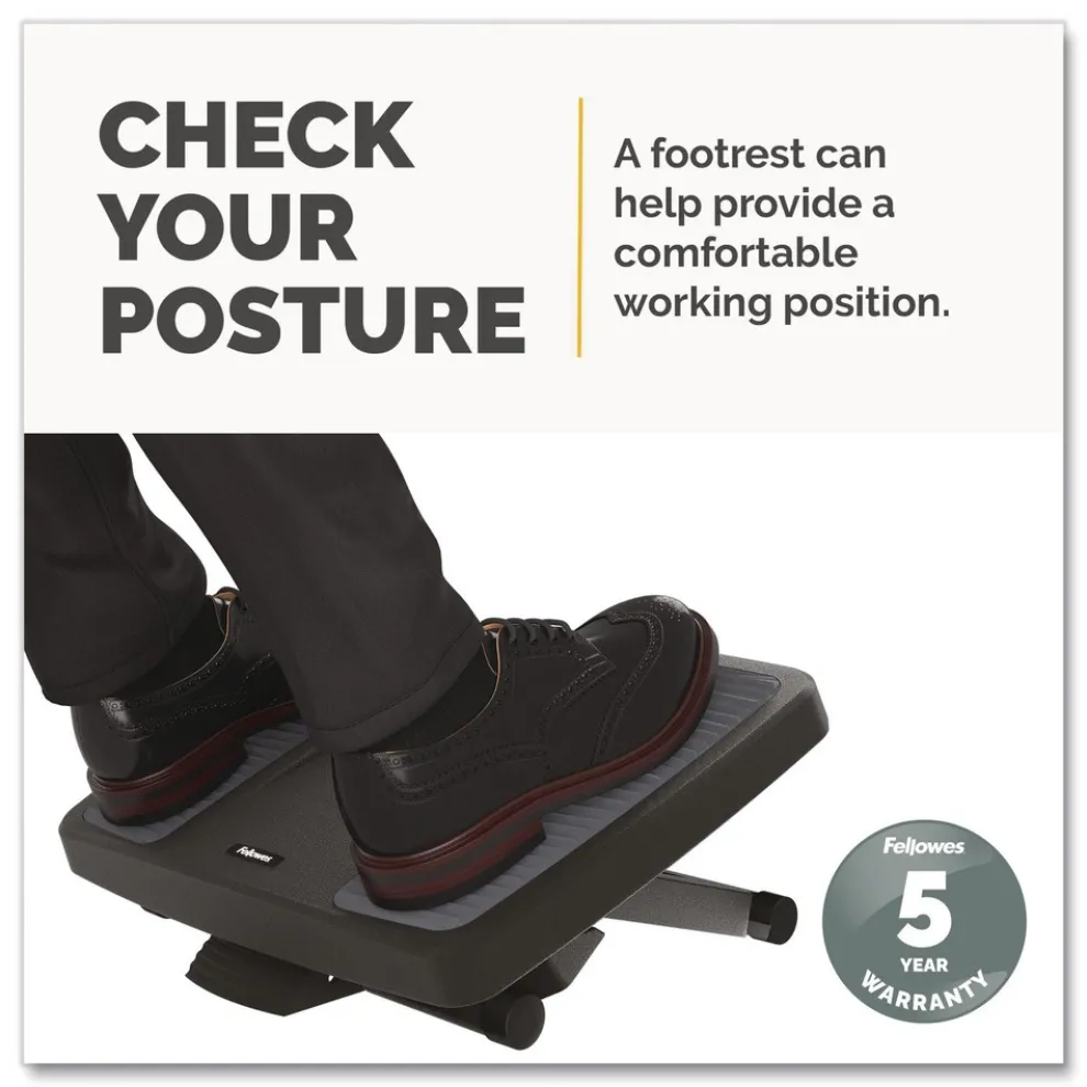 Fellowes Mfg Co. 17.75 in. W x 13.25 in. D x 4 in. to 6.5 in. H HPS Ultimate Foot Support - Black/Gray