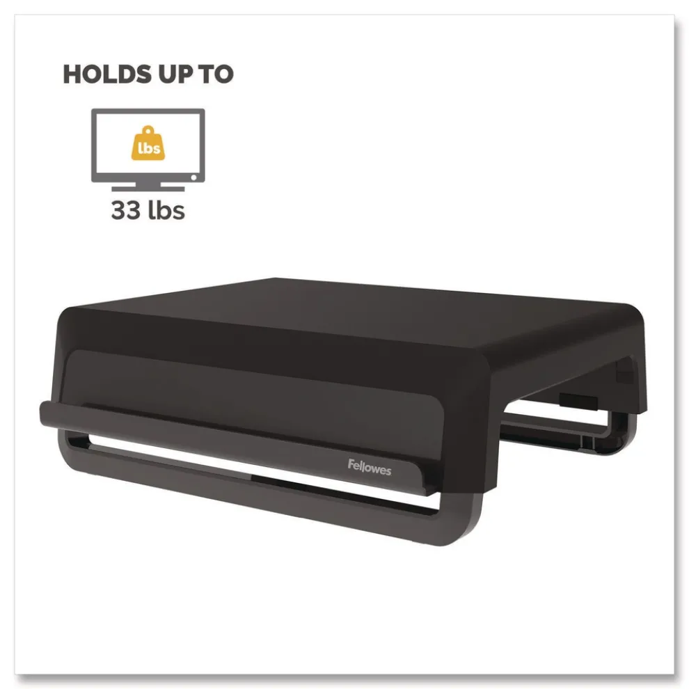Fellowes Mfg Co. 13.94 in. x 11.97 in. x 3.25 in. to 6 in. Supports 33 lbs. Breyta Monitor Stand - Black
