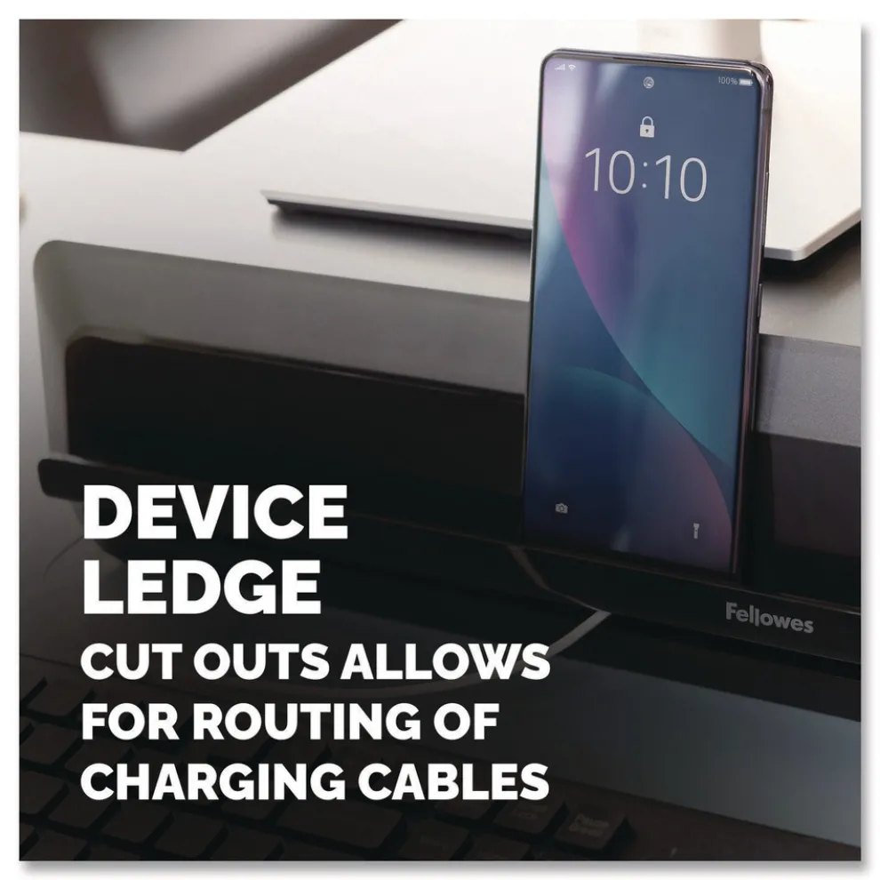 Fellowes Mfg Co. 13.94 in. x 11.97 in. x 3.25 in. to 6 in. Supports 33 lbs. Breyta Monitor Stand - Black