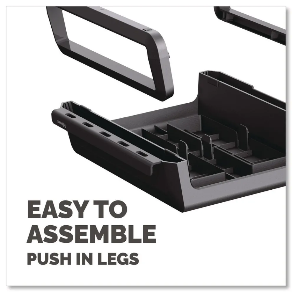 Fellowes Mfg Co. 13.94 in. x 11.97 in. x 3.25 in. to 6 in. Supports 33 lbs. Breyta Monitor Stand - Black