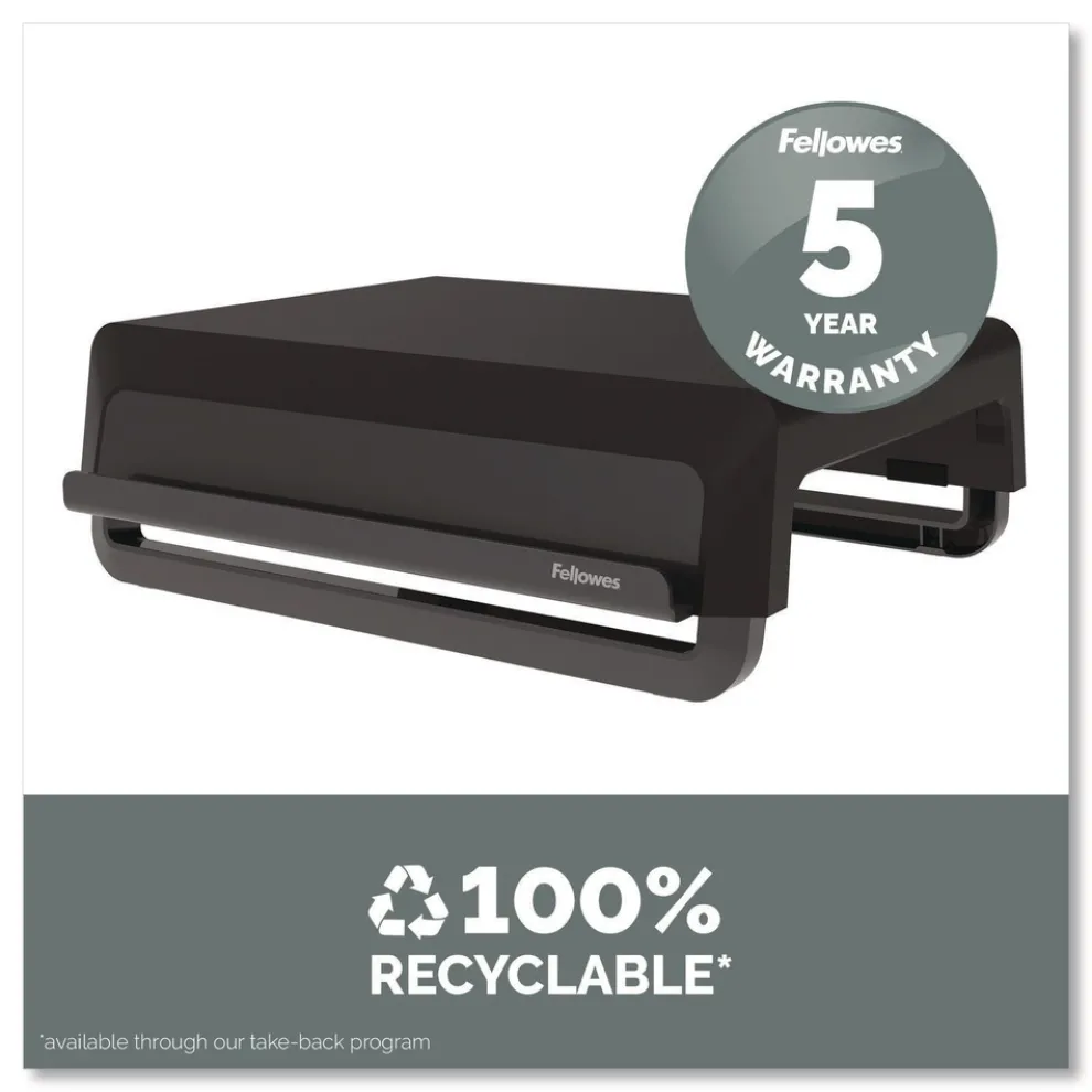 Fellowes Mfg Co. 13.94 in. x 11.97 in. x 3.25 in. to 6 in. Supports 33 lbs. Breyta Monitor Stand - Black