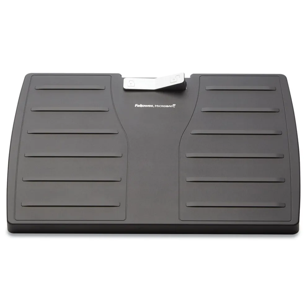 Fellowes Mfg Co. 17.5 in. W x 13.13 in. D x 4.13 in. to 5.63 in. H Adjustable Locking Footrest with Microban - Black/Silver