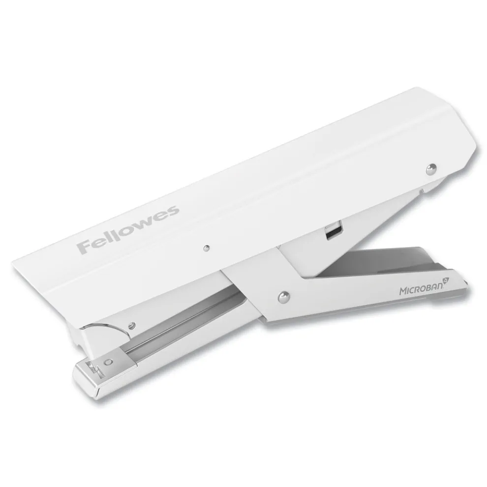 Fellowes Mfg Co. LX890 0.25 in./0.31 in. Staples 40-Sheet Capacity Handheld Plier Stapler with Antimicrobial Protection - White