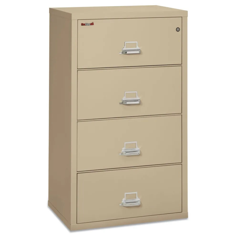 FireKing 4 Legal/Letter-Size File Drawers 31.13 in. x 22.13 in. x 52.75 in. 260 lbs. Overall Capacity Insulated Lateral File - Parchment