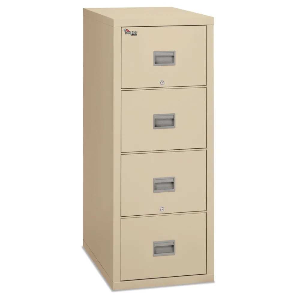FireKing Patriot 4 Letter-Size File Drawers 1-Hour Fire Protection 17.75 in. x 31.63 in. x 52.75 in. Insulated Fire File - Parchment