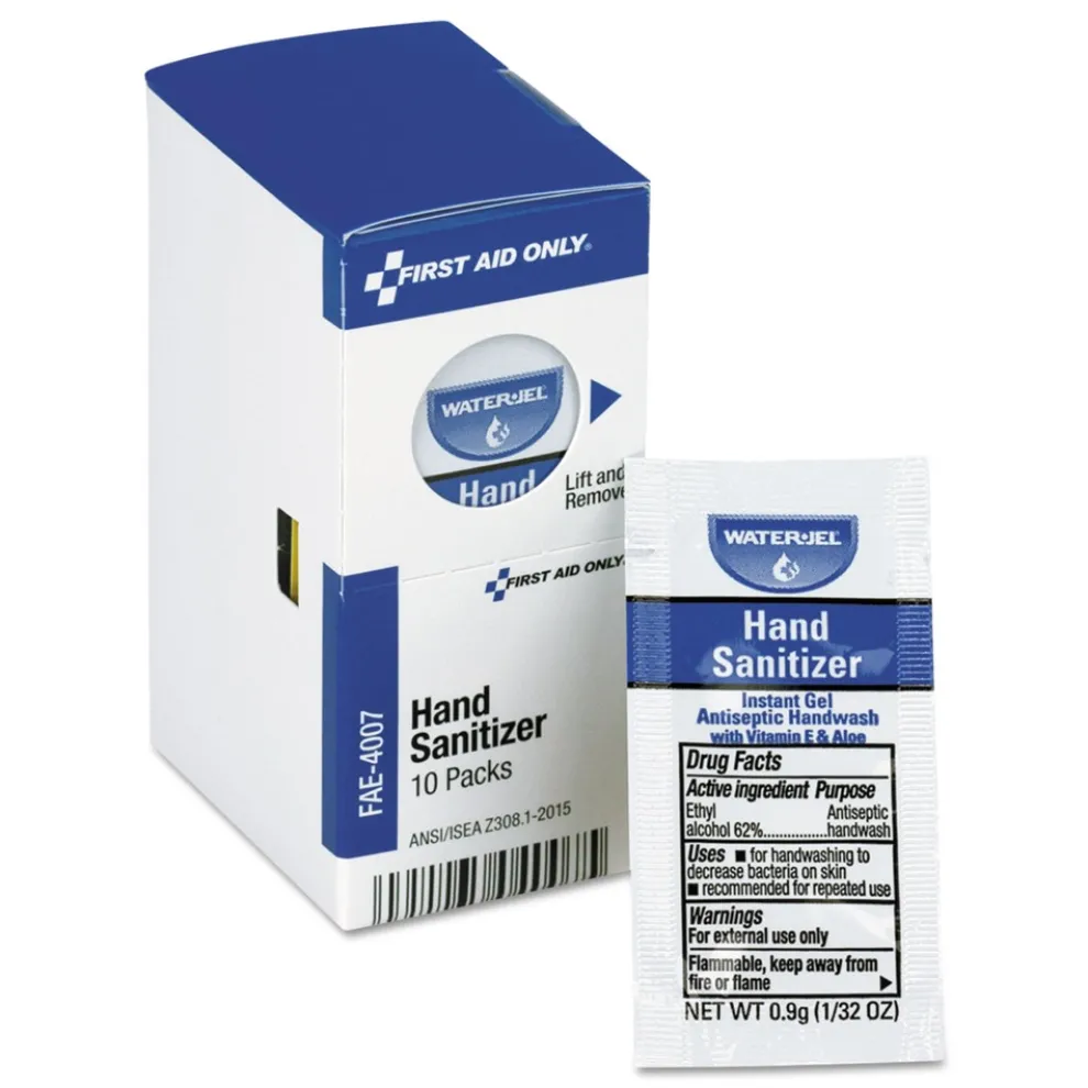 First Aid Only 0.9 g Gel Hand Sanitizer Packets for SmartCompliance First Aid Kits - Clean Scent (10/Box)