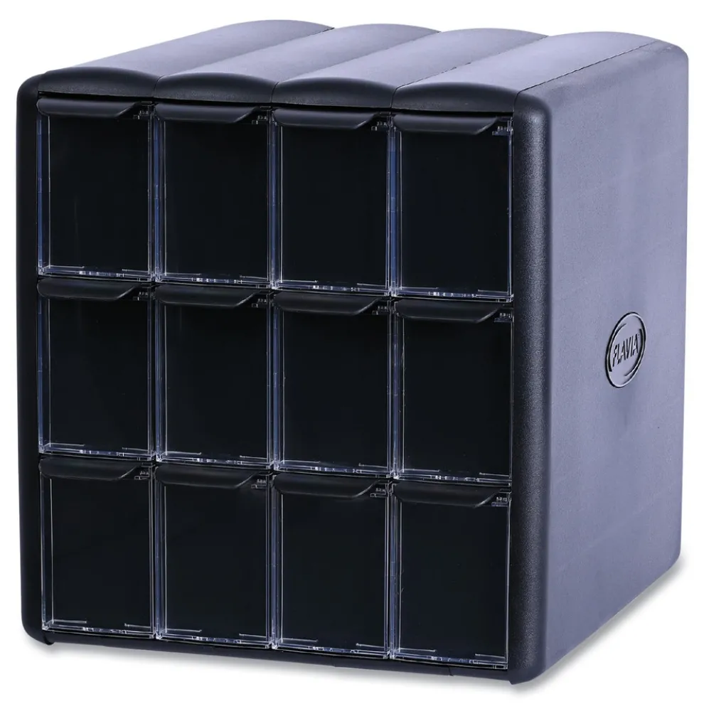FLAVIA 15.2 in. x 17.2 in. x 16.3 in. 12-Compartments Four Column Merchandiser - Black
