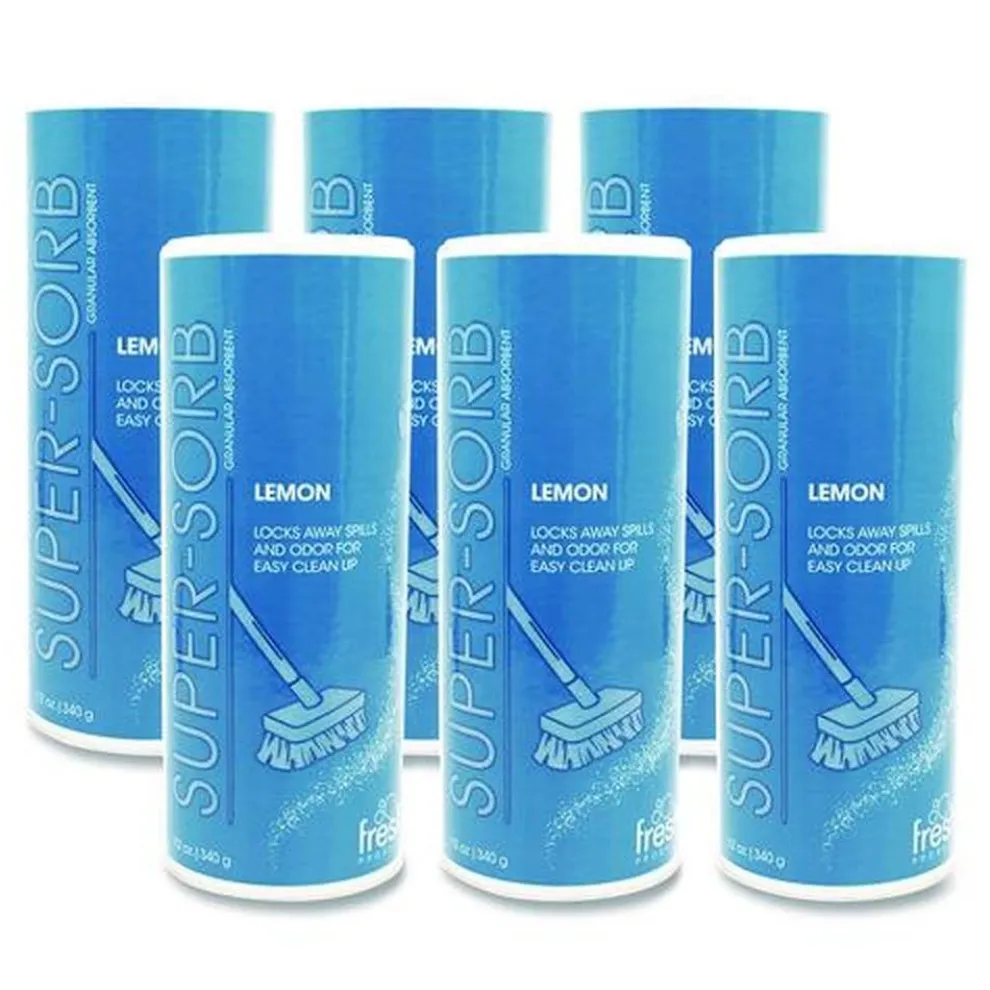 Fresh Products SSC-F-006I024M-22 Super-Sorb 12 oz. Shaker Can 720 oz. Liquid Spill Absorbent - Lemon Scent (6/Box)