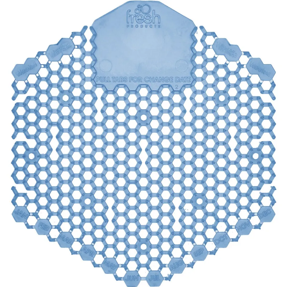 Fresh Products Wave 3D Urinal Deodorizer Screen - Blue, Cotton Blossom Scent (10/Box, 6 Boxes/Carton)