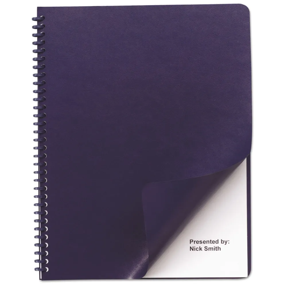 GBC 11.25 in. x 8.75 in. Leather-Look Unpunched Presentation Covers for Binding Systems - Navy (100 Sets/Box)