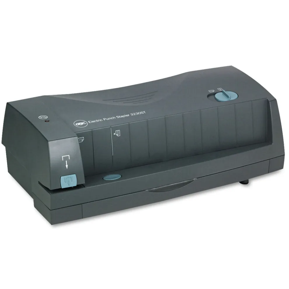 GBC 24-Sheet 3230ST Electric 2- to 3-Hole Adjustable Punch/Stapler - Gray