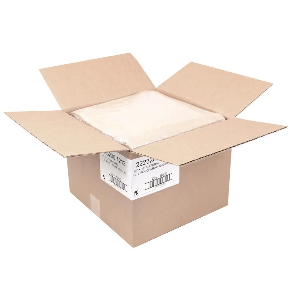 Paterson WG01009 12 in. x 12 in. Grease-Resistant Food Wrap - Natural (5000/Carton)