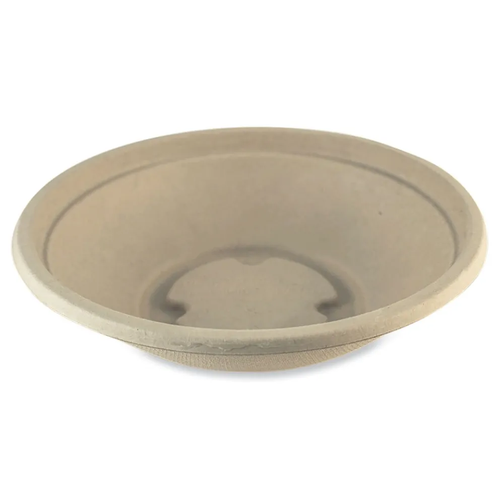World Centric 7.4 in. x 7.4 in. x 1.9 in. 16 oz. Paper Fiber Bowls - Natural (500/Carton)