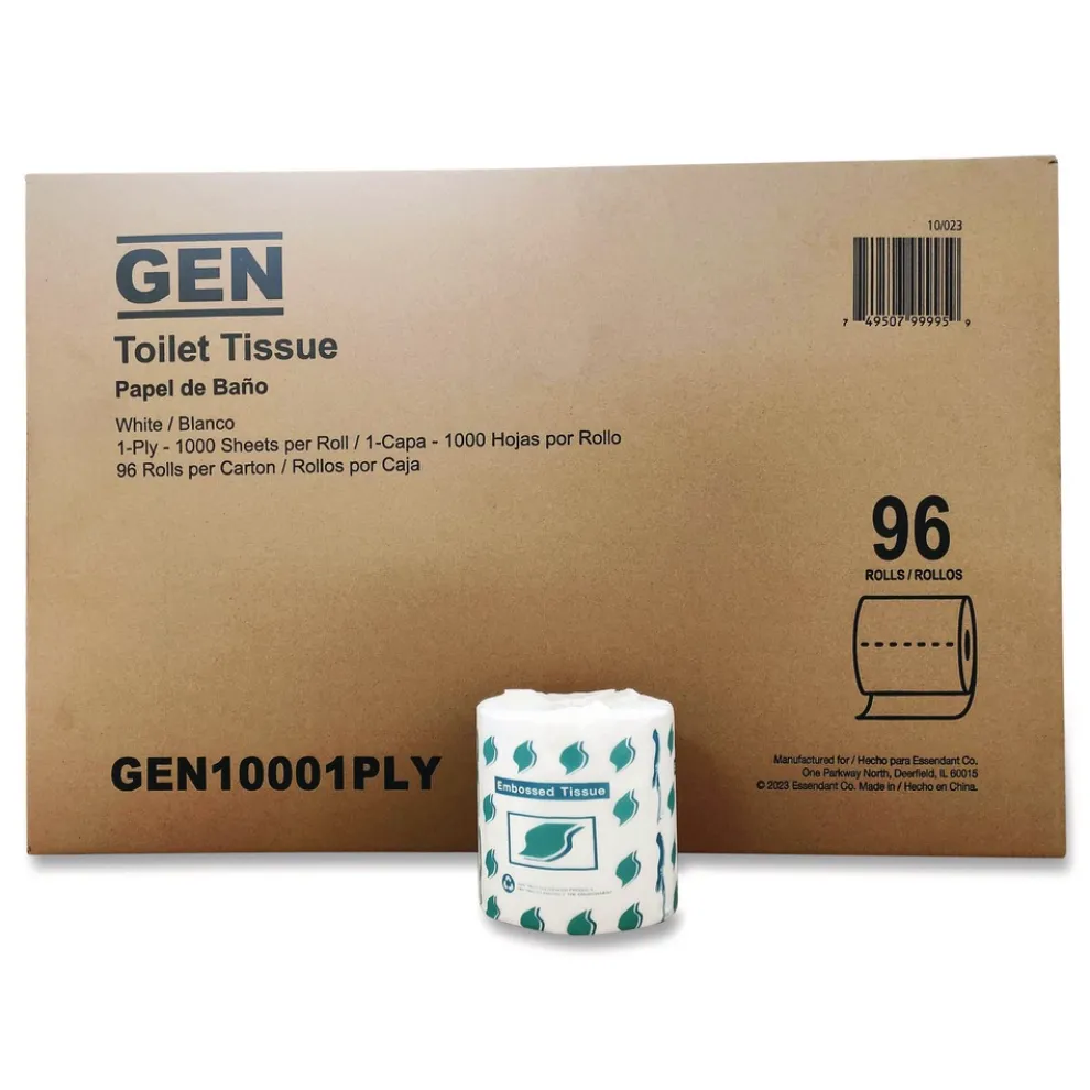 GEN 1-Ply Septic Safe Bath Tissue - White (1000 Sheets/Roll, 96 Rolls/ Carton)