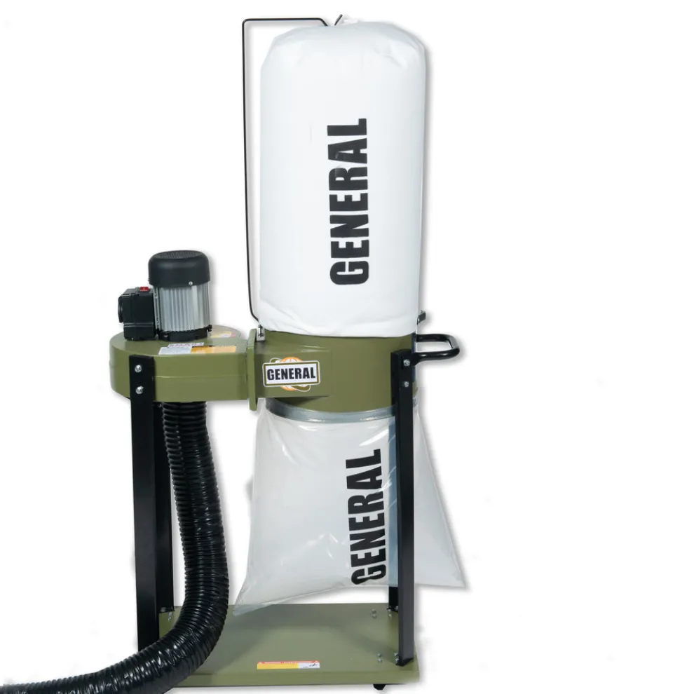 General International 110V 1 Phase 1 HP Dual Action Switch Commercial Dust Collector with 2 Micron Bag Filter
