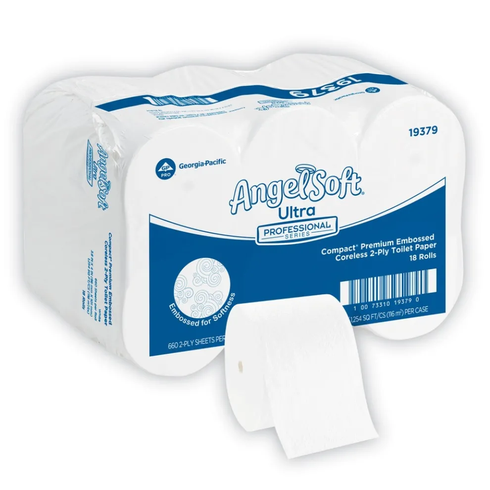 Georgia Pacific Professional 2-Ply Angel Soft PS Compact Coreless Premium Bathroom Tissue - White (18/Carton)