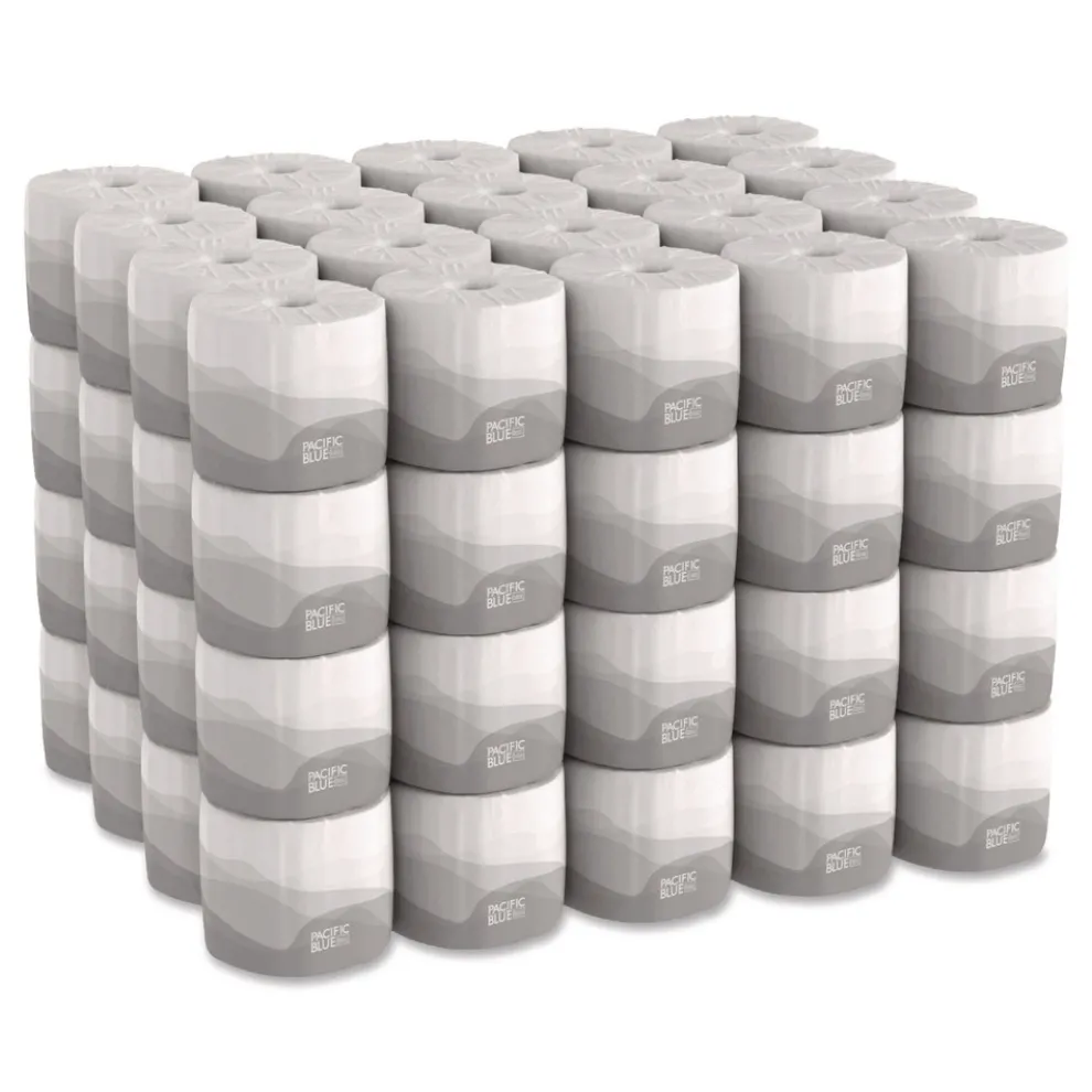 Georgia Pacific Professional 19881/01 1-Ply Pacific Blue Basic Embossed Septic Safe Bathroom Tissue - White (80 Rolls/Carton)