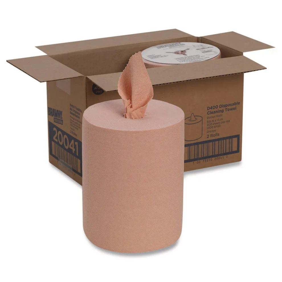 Georgia-Pacific 10 in. x 13 in. 1-Ply Medium-Duty Wiper Refill - Unscented, Orange (2 Rolls/Carton)