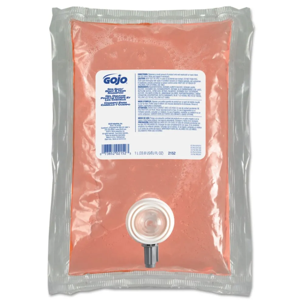GOJO Industries 2152-08 1000 ml Spa Bath Body and Hair Shampoo Refill for NXT Dispenser - Herbal Scent (8/Carton)