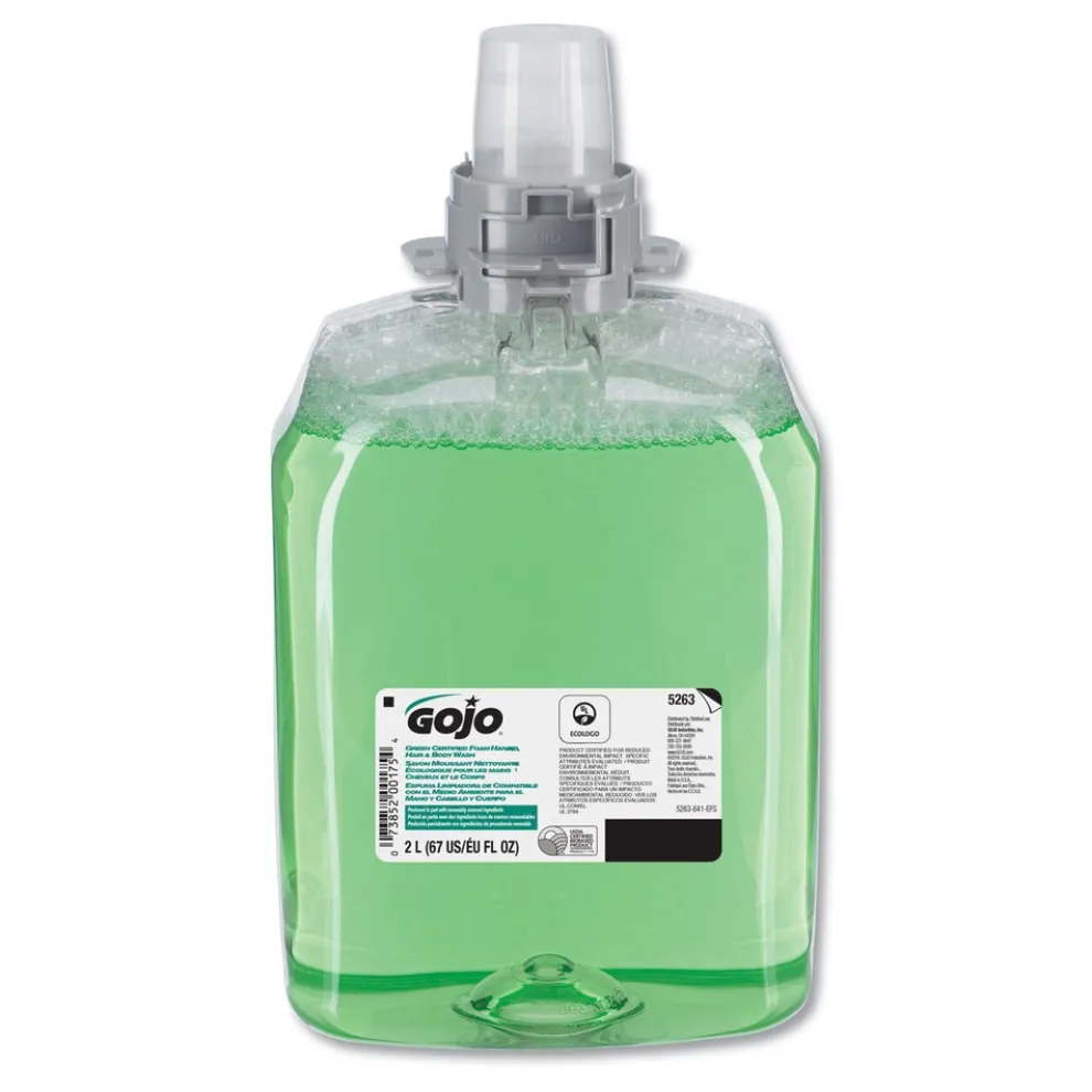 GOJO Industries 2000 mL Refill Green Certified Foam Hair and Body Wash - Cucumber Melon (2/Carton)