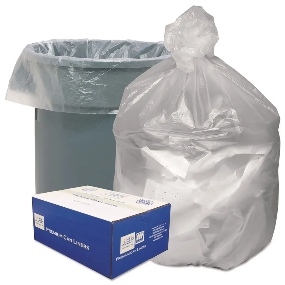 Good 'n Tuff 30 in. x 36 in. 30-Gallon 8 mic. Waste Can Liners - Natural (500/Carton)