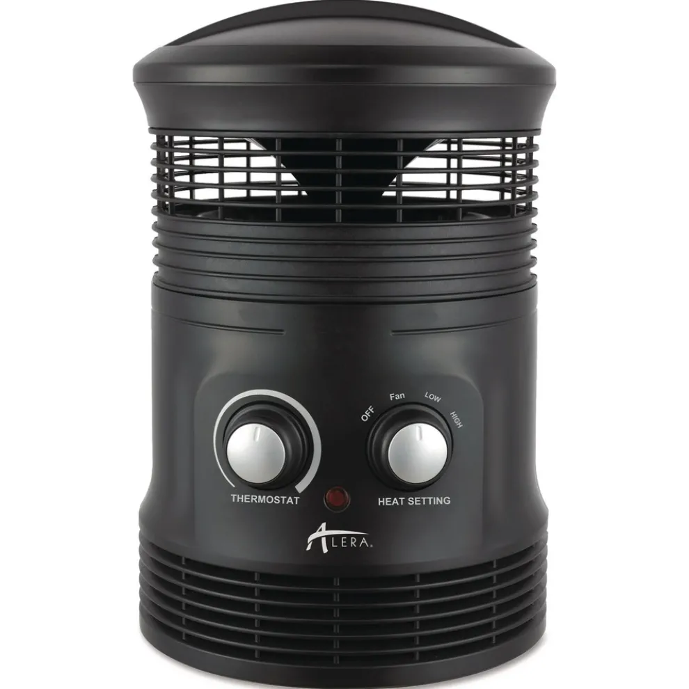 Alera 750W 8 in. x 8 in. x 12 in. 360-Degree Circular Fan Forced Heater - Black