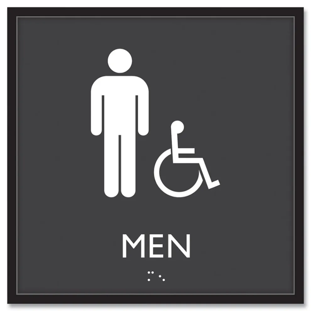 Headline Sign 8 in. x 8 in. Men Accessible Plastic ADA Sign - Clear/White