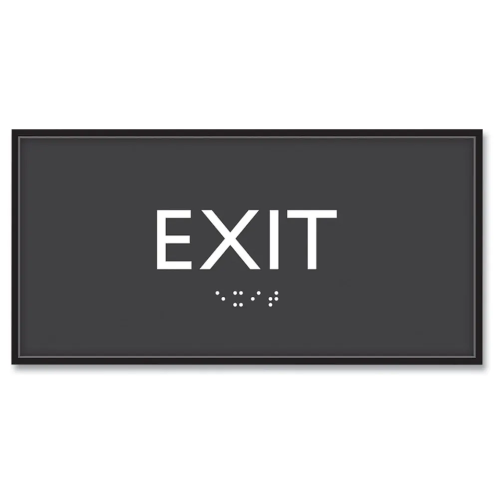 Headline Sign 4 in. x 8 in. Exit Plastic ADA Sign - Clear/White