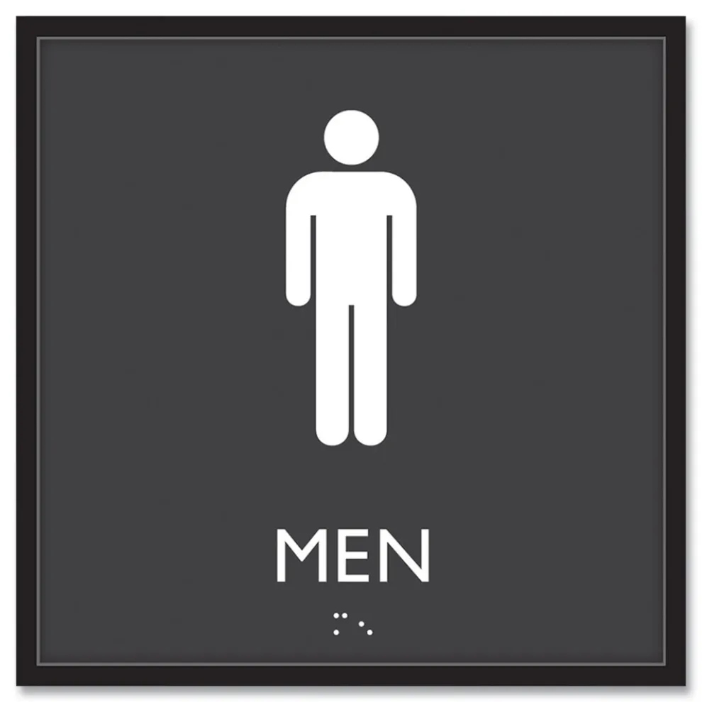 Headline Sign 8 in. x 8 in. Men Plastic ADA Sign - Clear/White