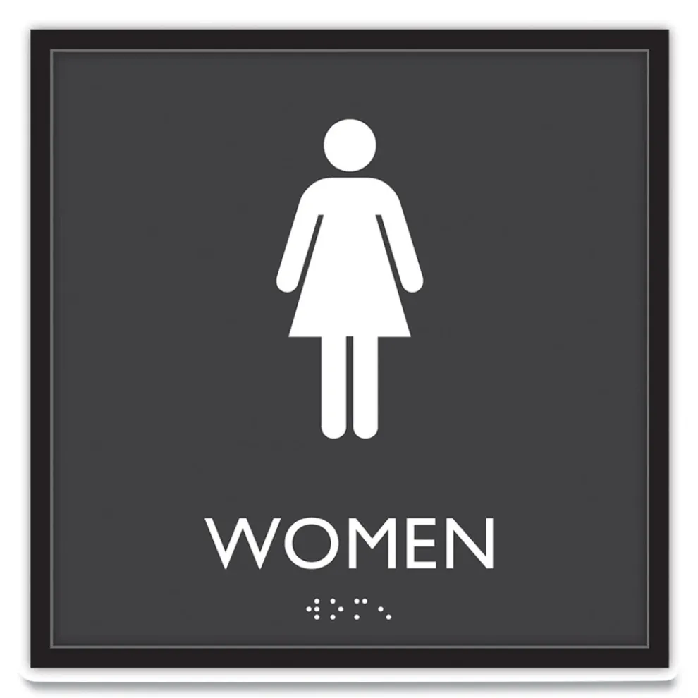 Headline Sign 8 in. x 8 in. Women Plastic ADA Sign - Clear/White