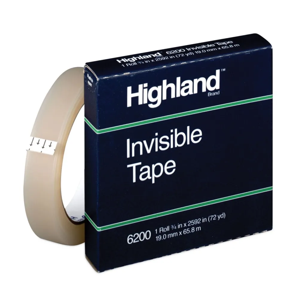 Highland 0.75 in. x 72 yds 3 in. Core Invisible Permanent Mending Tape - Clear (1-Roll)