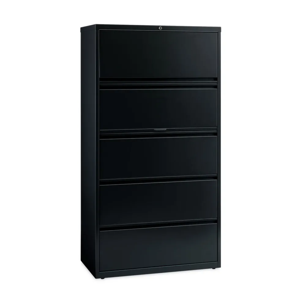 Hirsh Industries 36 in. x 18.62 in. x 67.62 in. 5 Letter/Legal/A4-Size File Drawers Lateral File Cabinet - Black