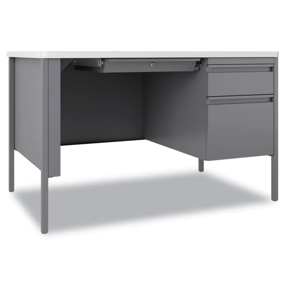 Hirsh Industries 48 in. x 30 in. x 29.5 in. One Right-Hand Pedestal: Box/File Drawers Teachers Pedestal Desks - White/Platinum