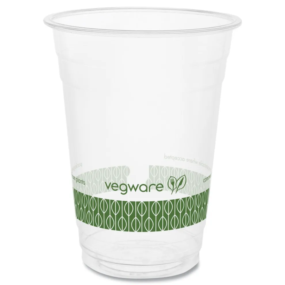 Vegware 16 oz. 96-Series Compostable Cold Cup - Clear/Green (1000/Carton)