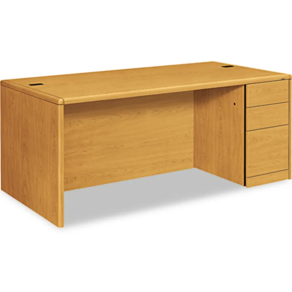 HON 10700 Series 72 in. x 36 in. x 29.5 in. Single Full-Height Right Pedestal Desk - Harvest