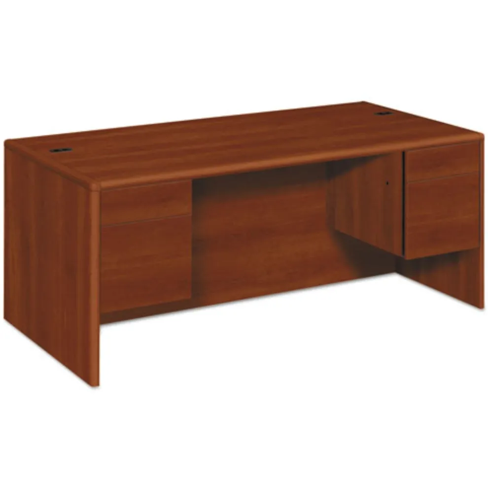 HON 10700 Series 72 in. x 36 in. x 29.5 in. Double 3-Quarter Height Pedestal Desk - Cognac