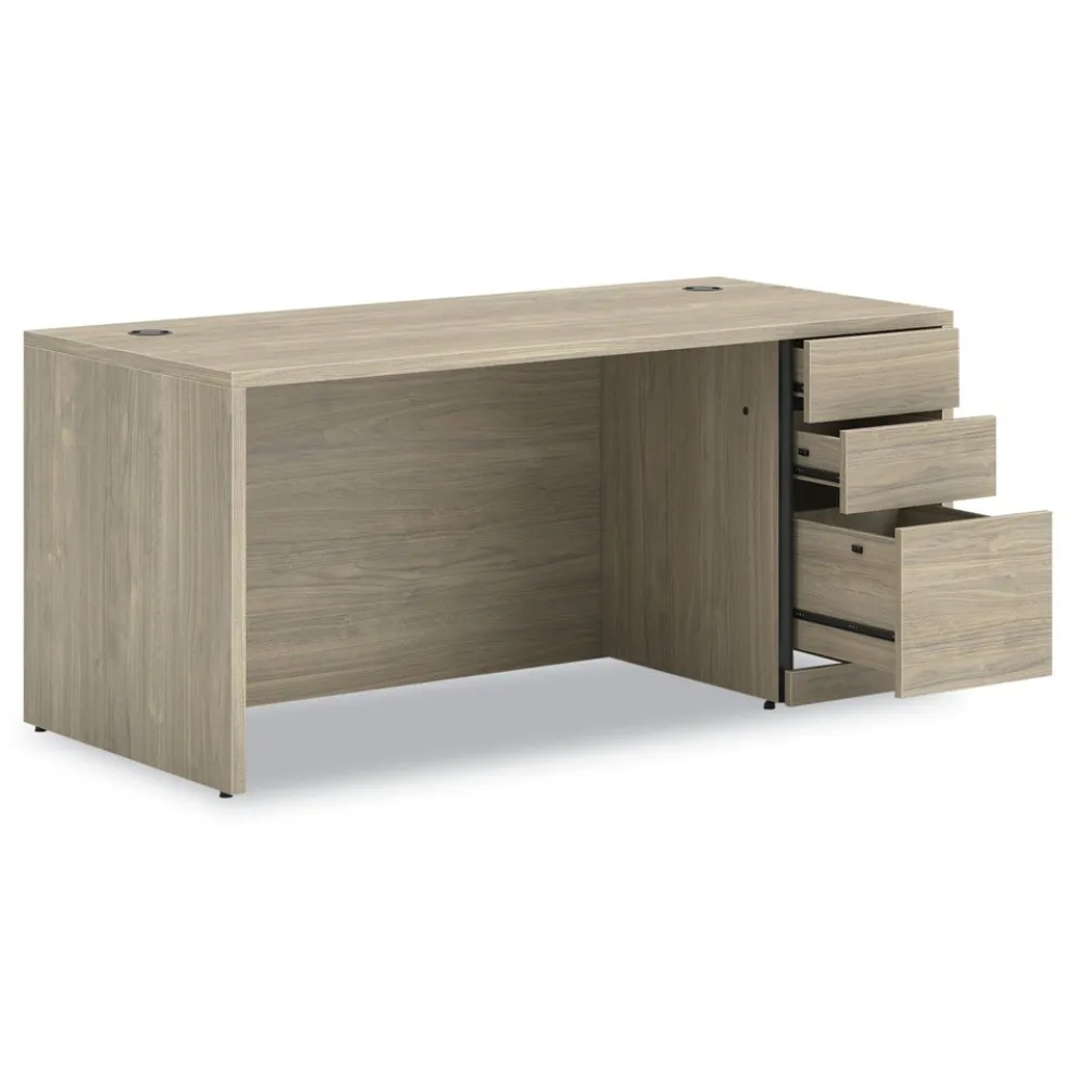 HON 10500 Series 66 in. x 30 in. x 29.5 in. Single Pedestal Desk - Kingswood Walnut