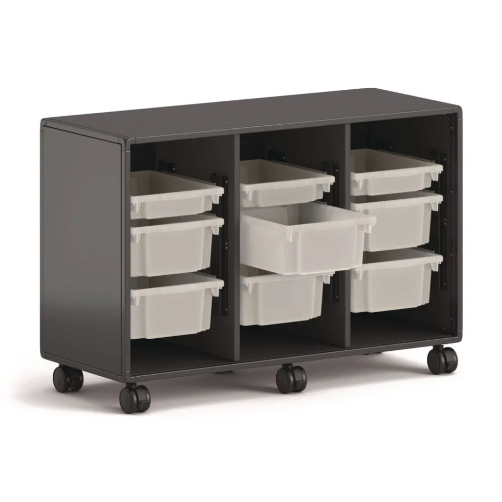 HON Class-ifi 46.63 in. x 18.75 in. x 31.38 in. Three-Wide Tote Storage Cabinet - Charcoal Gray
