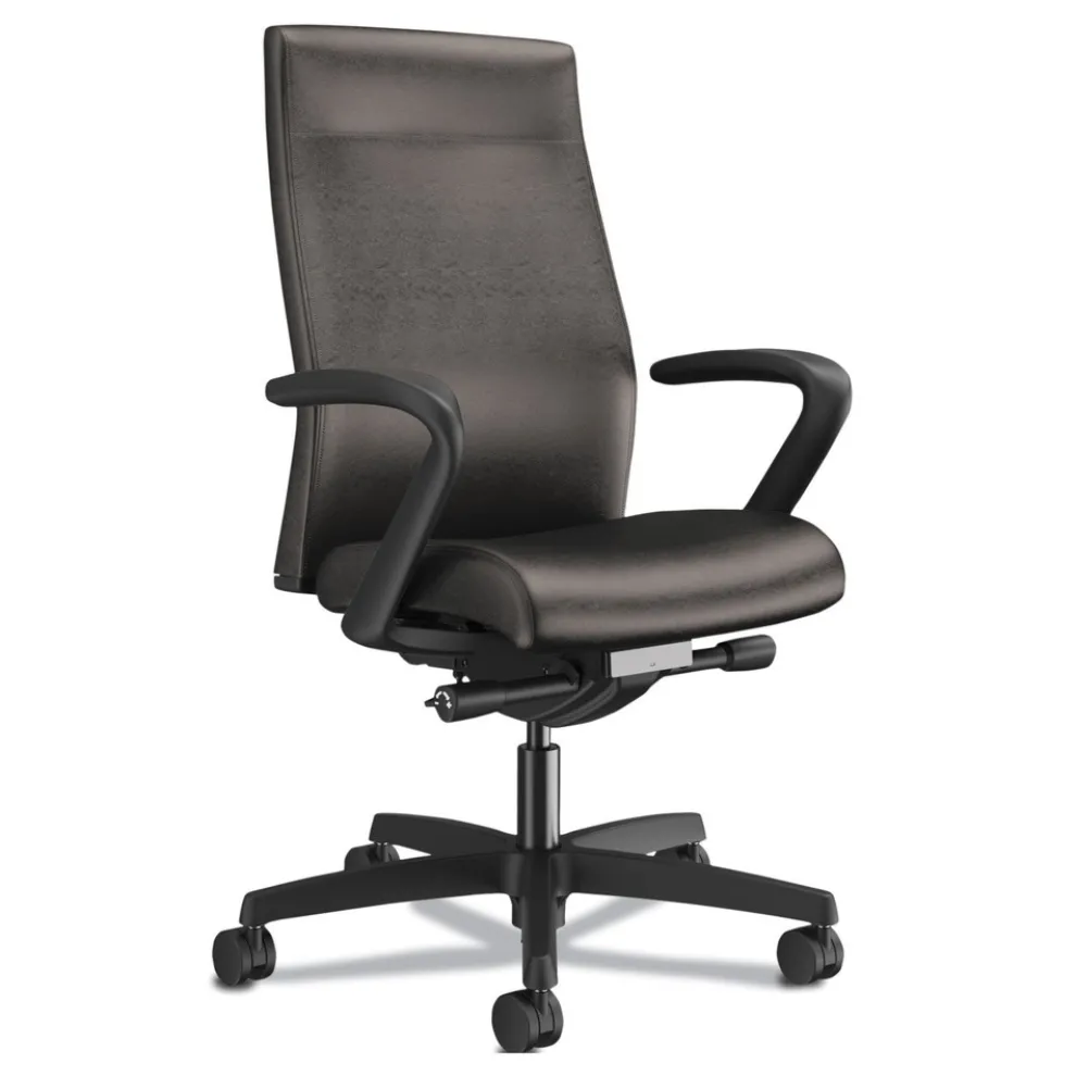 HON Ignition 2.0 17 in. - 22 in. Seat Height, Supports Up to 300 lbs., Upholstered Mid-Back Task Chair - Black
