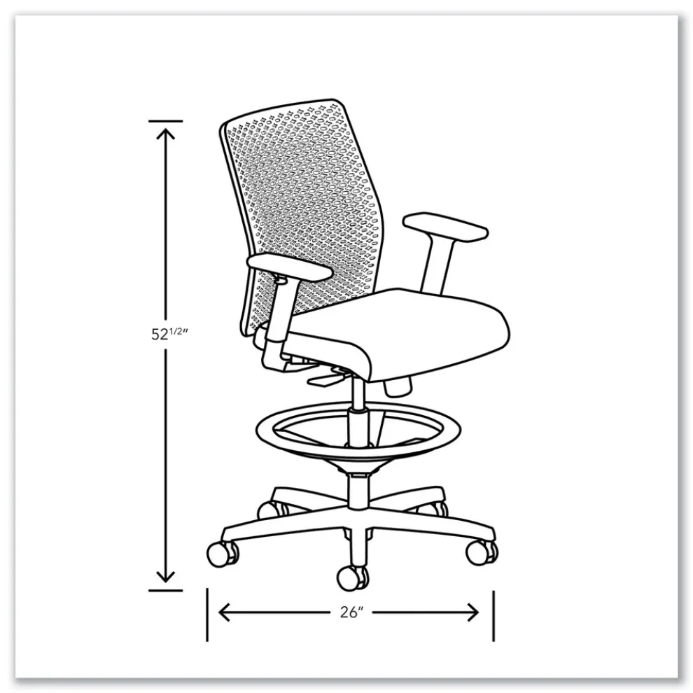 HON Ignition 2.0 ReActiv 22.88 in. to 31.75 in. Seat Height Low-Back Task Stool - Elysian Seat/Charcoal Back/Black Base