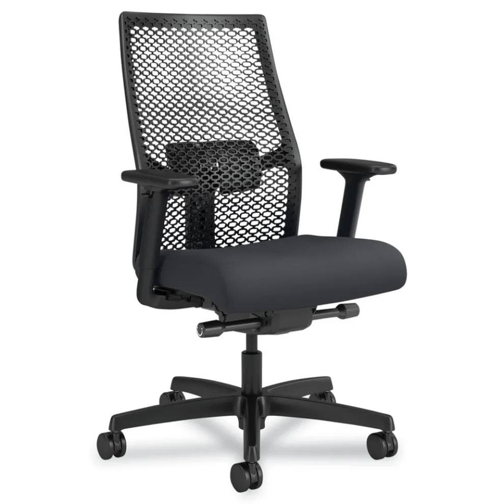 HON Ignition 2.0 ReActiv 17.25 in. to 21.75 in. Seat Height Mid-Back Task Chair - Basalt Vinyl Seat/Charcoal Back/Black Base