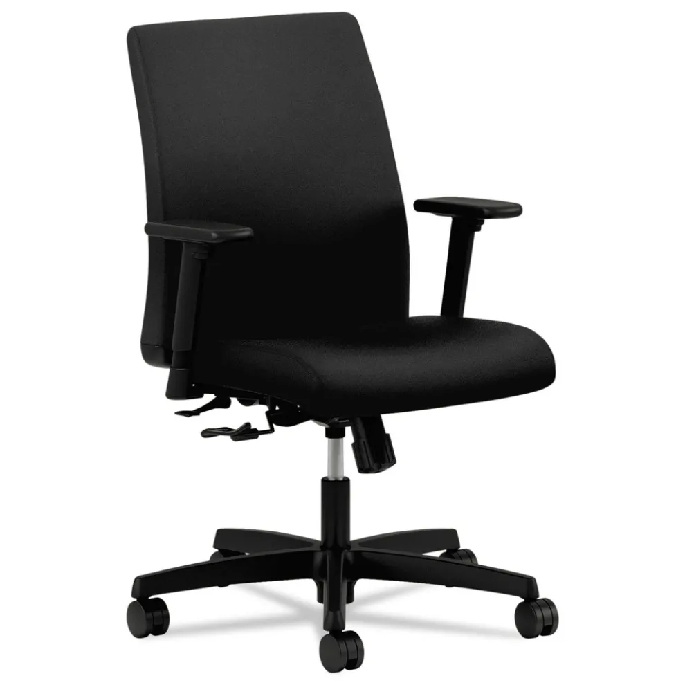 HON Ignition Series 17 in. to 21.5 in. Seat Height Supports Up to 300 lb Fabric Low-Back Task Chair - Black
