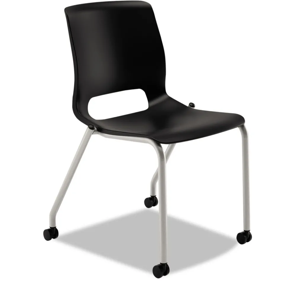 HON Motivate 300 lbs. Capacity Four-Leg Stacking Chair - Onyx/Black/Platinum (2-Piece/Carton)