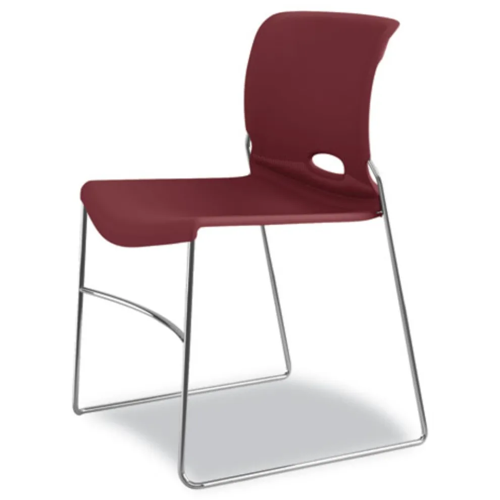HON Olson Supports Up to 300 lbs., Stacker High Density Chair - Mulberry Seat/Back/Chrome Base (4 Chairs/Carton)