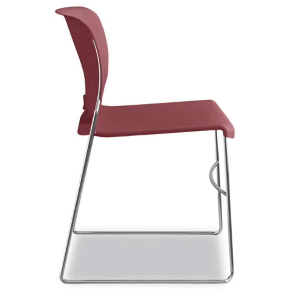 HON Olson Supports Up to 300 lbs., Stacker High Density Chair - Mulberry Seat/Back/Chrome Base (4 Chairs/Carton)