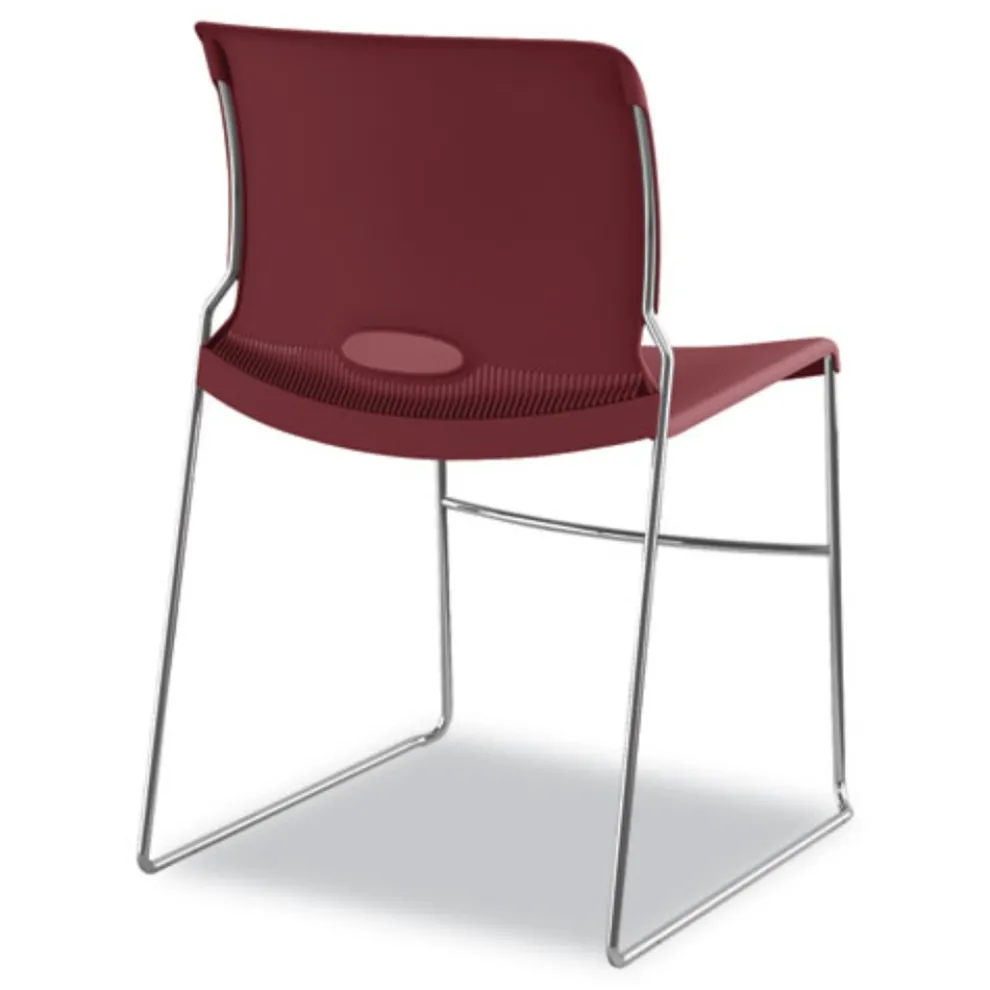 HON Olson Supports Up to 300 lbs., Stacker High Density Chair - Mulberry Seat/Back/Chrome Base (4 Chairs/Carton)