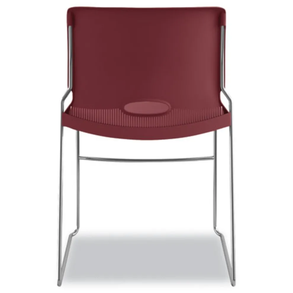 HON Olson Supports Up to 300 lbs., Stacker High Density Chair - Mulberry Seat/Back/Chrome Base (4 Chairs/Carton)